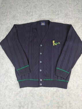Ireland Knit Cardigan Sweater M Black Acrylic Button Up Celtic